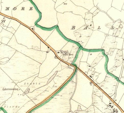 O.S. map showing the location of Kiltacky Church & Graveyard