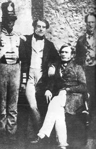 William Smith O'Brien and Thomas Meagher flanked by a prison guard and jailor at Kilmainham Jail, Dublin
