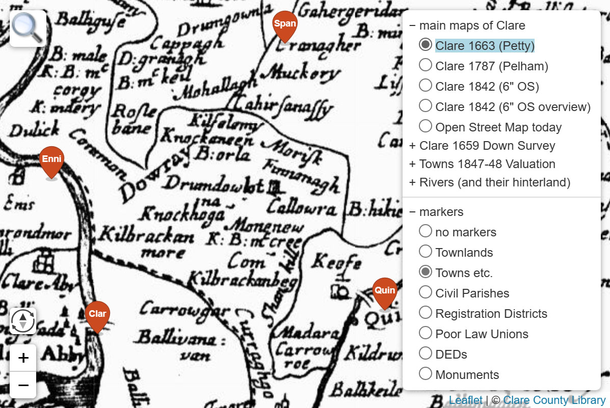 screenshot of Petty map with town markers